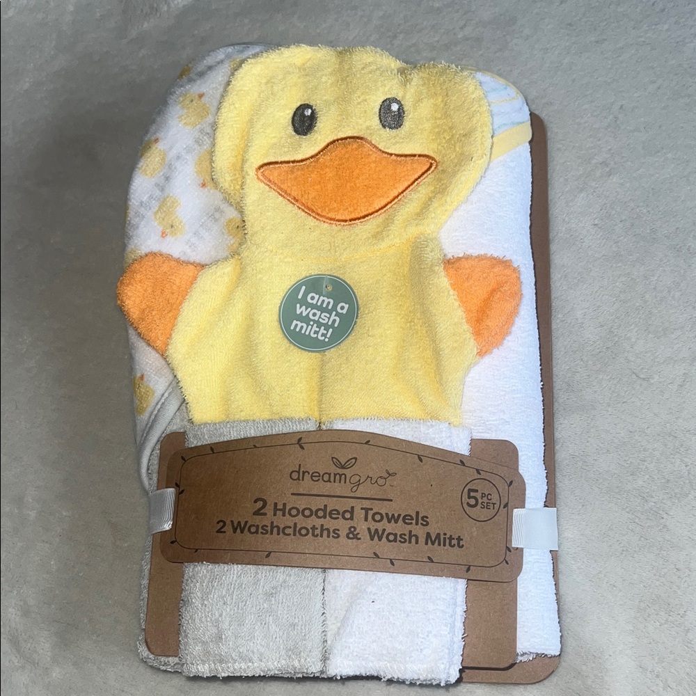 Yellow Duck Hooded Towels 5 Piece Set